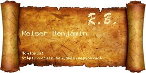 Reiser Benjámin névjegykártya